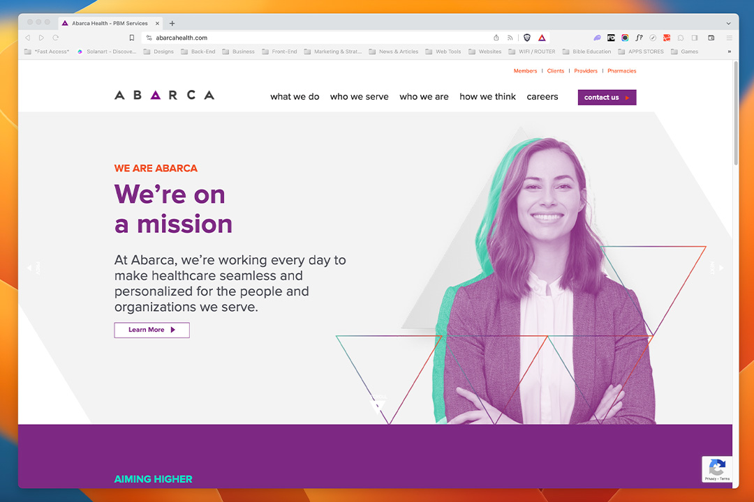 Abarca Health - Healthcare technology website featuring pharmacy benefit management solutions