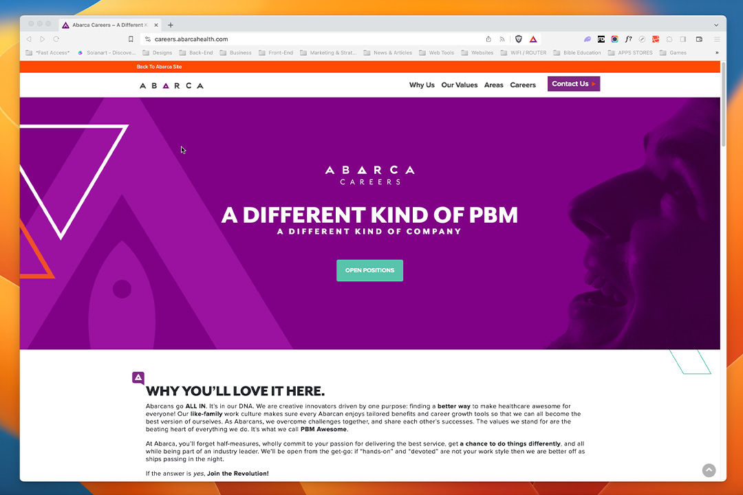 Abarca Health careers portal project showcase