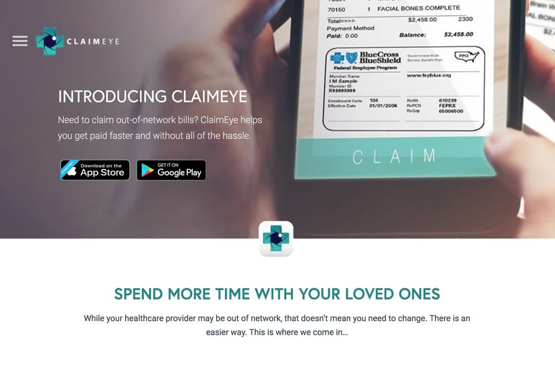 Claimeye Healthcare Claims website screenshot