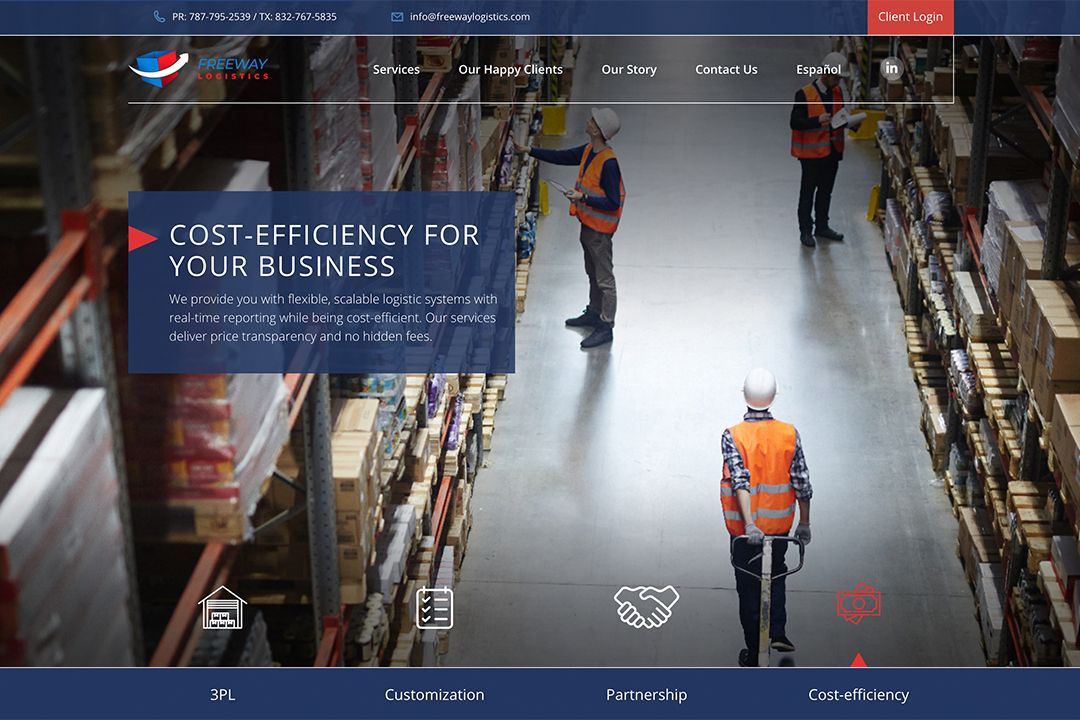 Freeway Logistics - Website development project showcasing logistics company branding and functionality